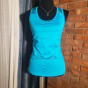 Tek Gear Woman's Aqua Blue Racerback Active Tank w/Shelf Bra - Size M